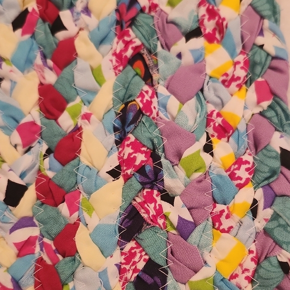 Handmade Colorful Braided Patchwork Rug - Picture 5 of 5